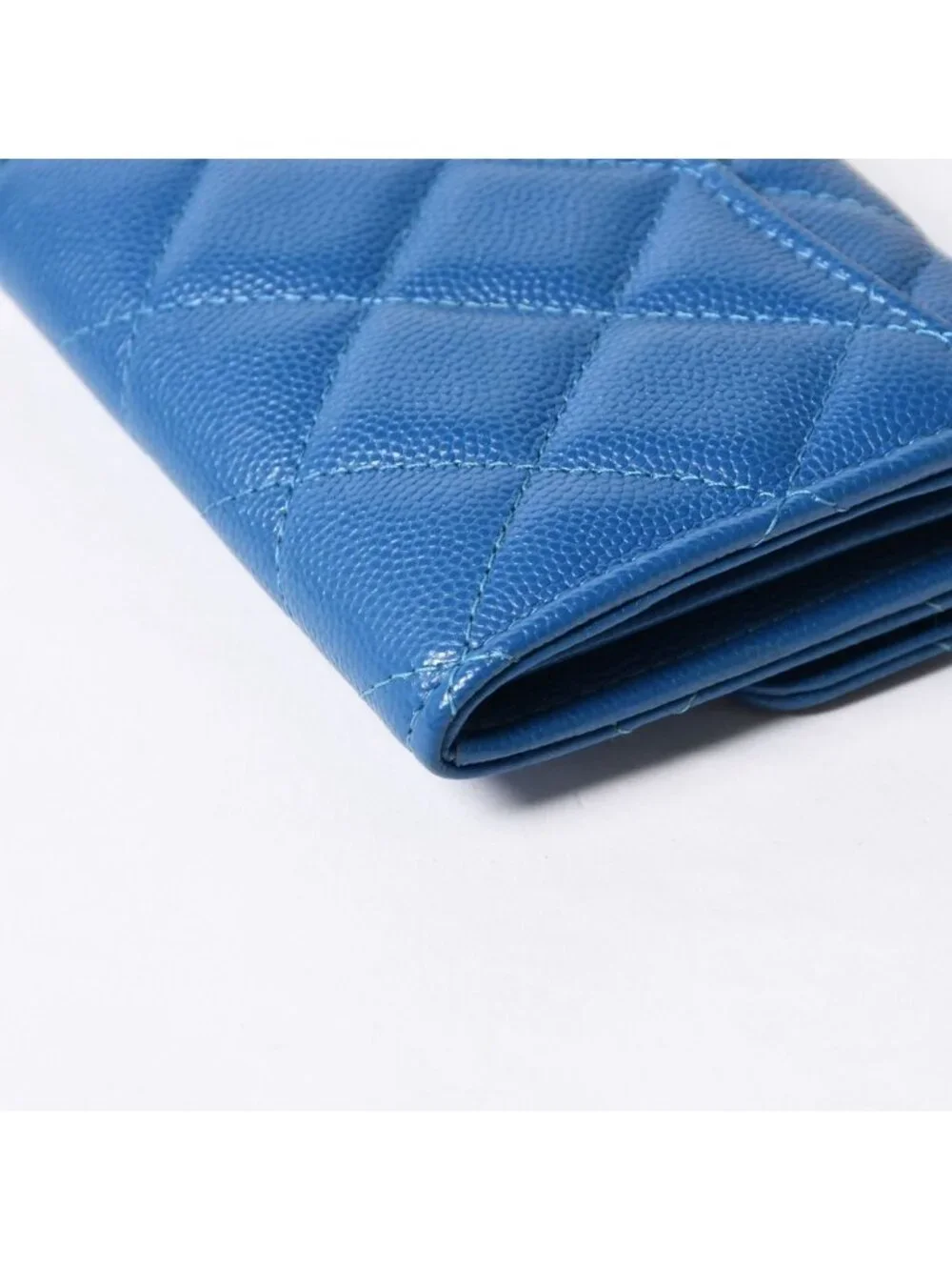 Chanel Chain Wallet Coin Purse CC Logo Caviar Leather Blue